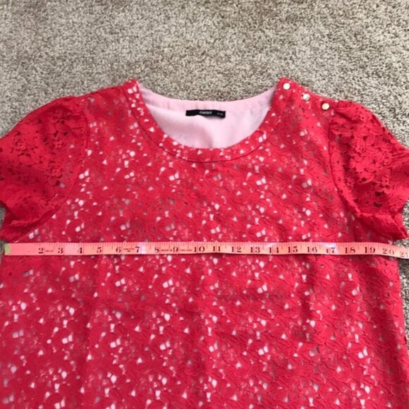 OASIS size 16 lace overlay short sleeve Top - Picture 7 of 8